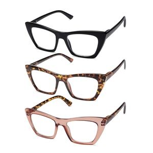 ⚫️ AMOMOMA 3 Pairs +1.00 Oversized Reading Glasses Blue Light Computer Readers